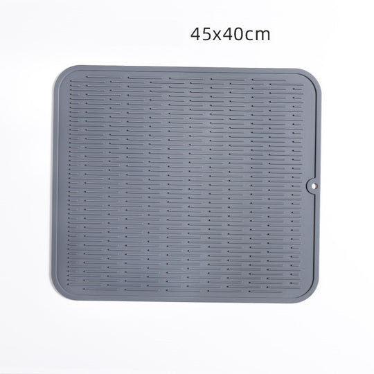 Gray Silicone Thickened Kitchen Dining Table Insulation Mat Drain Non-Slip Tableware Mat Large