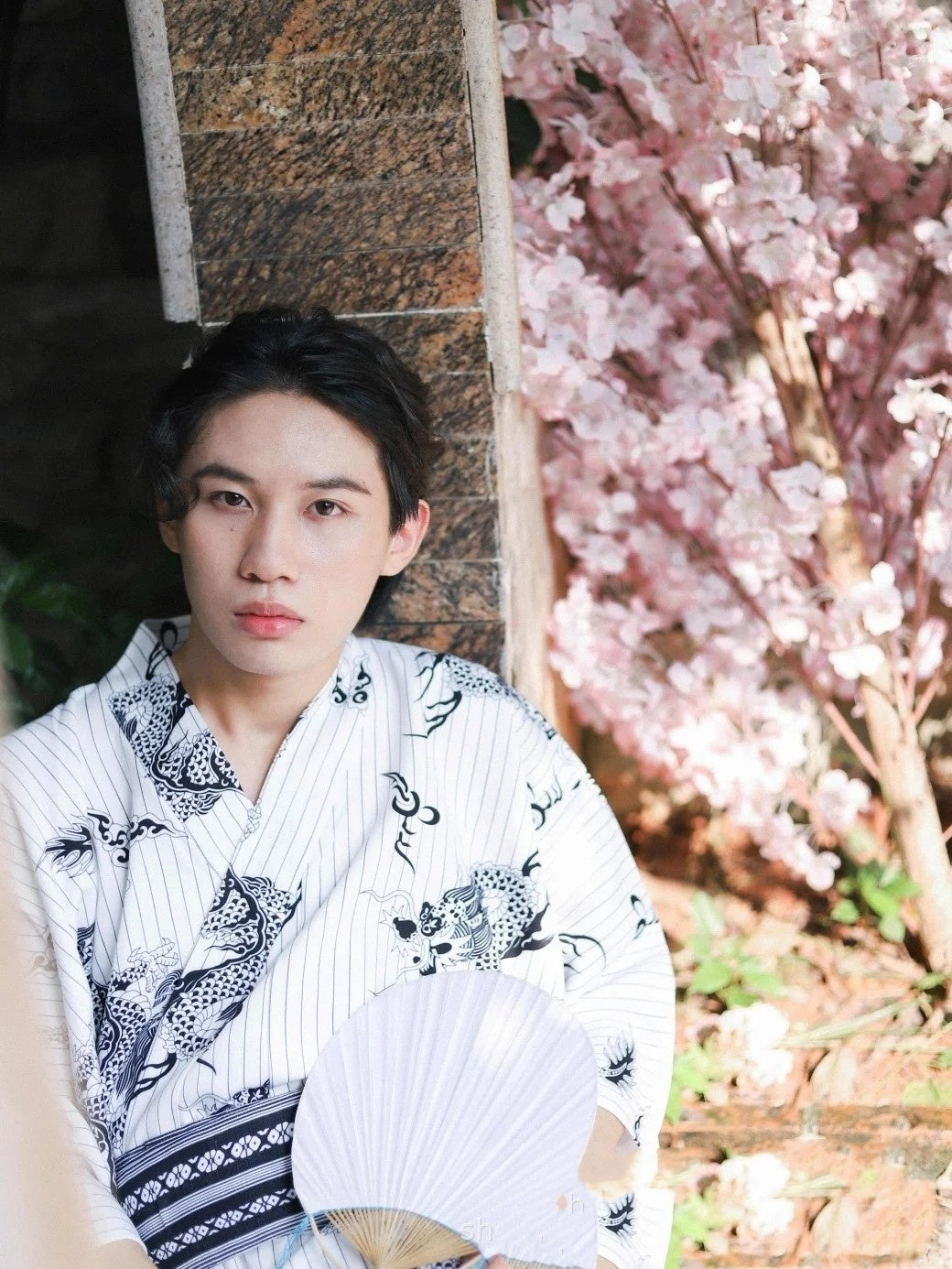 Japanese Men's Traditional Formal Wear Kimono Suit Gentleman Modified Outer Wear With Waist Seal